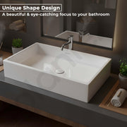 Plantex Platinum Ceramic WashBasin/Tabletop Wash Basin/Basin for Bathroom/Countertop Bathroom Wash Basin with 10 Years Glaze Warranty by Plantex (White - 24.5 x 16.5 x 5 Inch)