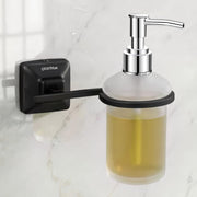 Plantex 304 Grade Stainless Steel Liquid Soap Dispenser/Frosted Glass Shampoo Dispenser/Hand Wash Dispenser/Bathroom Accessories - Squaro (Black)