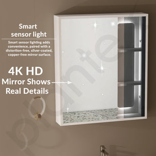 Plantex Plywood Rectangle Vanity with Basin/Unbrekable Wash Basin with Cabinet/Bathroom Organizer for Home with Coupling, Mirror and Cabinet Motion Sensor Light (NZBC-13)