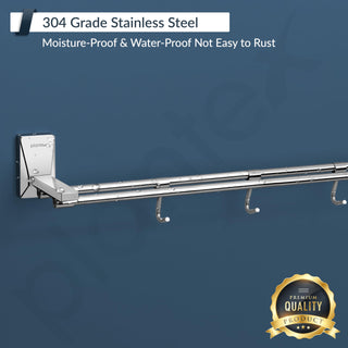 Plantex 304 Grade Stainless Steel 24 inch Dual Towel Rod/Towel Holder for Bathroom/Towel Hanger/Bathroom Accessories - Crystal (Chrome)