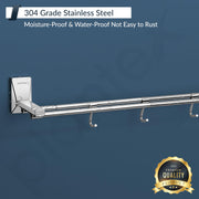 Plantex 304 Grade Stainless Steel 24 inch Dual Towel Rod/Towel Holder for Bathroom/Towel Hanger/Bathroom Accessories - Crystal (Chrome)