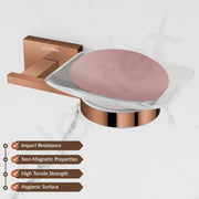 Plantex 304 Grade Stainless Steel Square Shape Wall Mounted Soap Holder/Soap Stand/Soap Case/Bathroom Accessories - Benz (Rose Gold)
