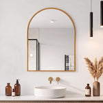 Plantex Aluminium Frame Mirror for Bathroom/Wall Mount Half-Capsule Mirror for Bedroom/Dressing Room/Living Room/Entryway - (Gold, 18x24 Inch)