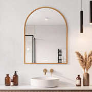 Plantex Aluminium Frame Mirror for Bathroom/Wall Mount Half-Capsule Mirror for Bedroom/Dressing Room/Living Room/Entryway - (Gold, 18x24 Inch)