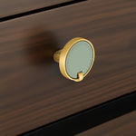 Plantex Knobs for Drawers/Drawer Knobs/Round Knob for Cabinets/Pull-Push Knob for Kitchen/Bedroom/Drawer - Pack of 1 (Gold & Green)