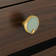 Plantex Knobs for Drawers/Drawer Knobs/Round Knob for Cabinets/Pull-Push Knob for Kitchen/Bedroom/Drawer - Pack of 1 (Gold & Green)