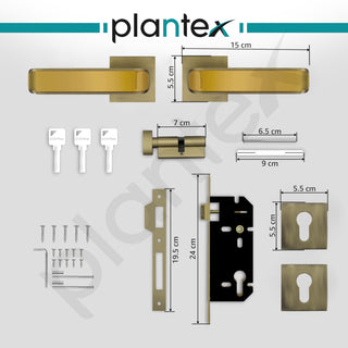 Plantex Main Door Lock/Mortise Lock for Door with 3 Years of Warranty by plantex/Door Locks for Home with Brass Lock Body & Cylinder (7112 - PVD Gold & Brass Antique)