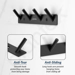 Plantex Wall Hooks for Hanging Cloth/Stainless Steel Towel Hangers/Bathroom Robe Hooks/Door Hangers/Round Wall Hook/Hook Rail for Hanging Keys - 4 Hooks (Pack of 3,  Z-Black)