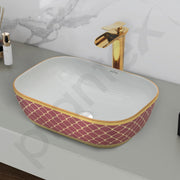 Plantex Ceramic Washbasin for Bathroom/Table Top Wash Basin/Countertop Vessel Sink Basin - Indo-European Collection - (NC-104,18 x 13 x 5 Inch)