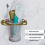 Plantex 304 Grade Stainless Steel Tumbler Holder/Tooth Brush Holder for Bathroom/Bathroom Accessories - Parv (Brass Antique)