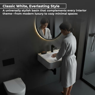 Plantex Ceramic Wall Hung Basin/Washbasin for Bathroom/Wall Mounted Wash Basin/Sink for Living Room (Bolton, White)