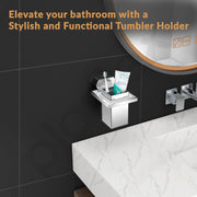 Plantex Tumbler Holder for Bathroom/304 Grade Stainless Steel Tooth Brush Holder/Toothpaste/Razor Holder/Bathroom Accessories - Pack of 1 (Delta - 2802, Chrome)