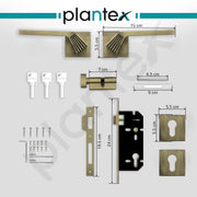 Plantex Main Door Lock/Mortise Lock for Door with 3 Years of Warranty - Robust Door Lock for Home with Brass Lock Body & Cylinder (7120 - Brass Antique)