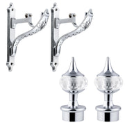 Plantex Heavy Duty Aluminium Diamond Curtain Holder/Curtain Brackets/Curtains Rod Holder with Support 1 Inch Rod (Chrome - 1 Pair)