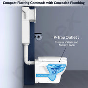 Plantex Ceramic Commode For Toilet/Wall Hung Commode With Dual Flush Tank/Conceal Flush Tank/Tank With All Internal Accessories/Toilet With Soft Closing Toilet Seat - (White)