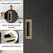 Plantex Sliding Door Handle/Concealed Handle for Sliding Door/96mm Concealed Handle for Wardrobe/Kitchen Cabinet - Pack of 2 (Brass Antique)