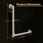 Plantex Stainless Steel Grab Bar/Wall Mounted Safety L Shaped Grab Bar for Bathroom/Grabbars for Toilet Senior Citizens - Pack of 1 (White)