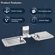 Plantex 304 Grade Stainless Steel Double Soap Holder for Bathroom/Soap Stand/Soap Dish/Bathroom Accessories - Senso (Chrome)