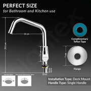 Plantex Pure Brass Sink Tap for Kitchen/Swan Neck Sink Tap for Wash Basin/360 Swivel spout with Water Saving Nozzle Nal Taps - Pack of 1 (Chrome)