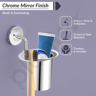 Plantex 304 Grade Stainless Steel Tumbler Holder/Tooth Brush Holder/Bathroom Accessories - Daizy (Chrome)
