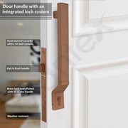 Plantex Door Handle/15 Inch Door Handle with Lock/Stainless Steel Handle Set for Home/Office/Door Accessories (Pack of 1, Rose Gold)