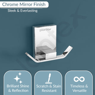 Plantex 304 Grade Stainless Steel Robe Hook/Cloth Holder/Towel Hanger/Bathroom Accessories - Pack of 2 (Iris, Chrome)