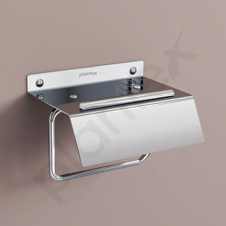 Plantex Stainless Steel Toilet Paper Holder/Toilet Paper Roll Holder/Tissue Paper Roll Holder with Mobile Stand for Bathroom Accessories - (Chrome)