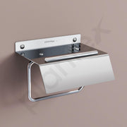 Plantex Stainless Steel Toilet Paper Holder/Toilet Paper Roll Holder/Tissue Paper Roll Holder with Mobile Stand for Bathroom Accessories - (Chrome)