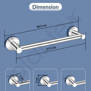 Plantex Stainless Steel Towel Holder for Bathroom/12 inch Towel Bar/Single Towel Rod/Napkin Holder for Home/Bathroom Accessories - Pack of 2 (Chrome)