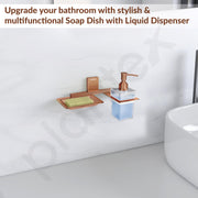 Plantex 304 Grade Stainless Steel Soap Dish with Liquid Dispenser/Soap Stand/Shampoo Dispenser for Bathroom/Bathroom Accessories - Pack of 1 (Crystal, PVD Rose Gold)