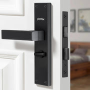Plantex Stainless Steel Door Lock Ã¢â‚¬â€œ Bathroom Door Lock/Mortise 8inch Keyless Plate Handle Set for Home/Bathroom/Store Room/Balcony/Office - Pack of 1 (DTM-661, Z-Black)
