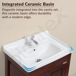 Plantex Unbrekable Bathroom Vanity Cabinet & Washbasin Set/Washbasin with Cabinet/Basin Cabinet for Bathroom with Mirror (Brown)