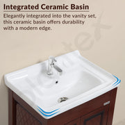 Plantex Unbrekable Bathroom Vanity Cabinet & Washbasin Set/Washbasin with Cabinet/Basin Cabinet for Bathroom with Mirror (Brown)