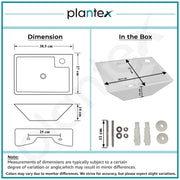 Plantex Platinum Ceramic Wall Mounted Basin/Corner Basin/Wash Basin for Bathroom/Wall Hung Washbasin/Sink for Restaurant, Hotel/10 Years Glaze Warranty by Plantex (Candy -15 x 11 x 5 Inch)