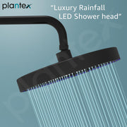Plantex ABS Round Shower Head with LED/360Â° Rotatable Rain Shower Head for bathroom/Pressurized Shower Head/Hand shower head for bathroom/Showers for bathroom-(Black)