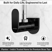 Plantex Pure Brass Single Lever Angle Valve for Bathroom with Brass Wall Flange and Teflon Tape/Angle Cocke for Bathroom-7 Year Warranty by Plantex- [ORN-205-PVD Black]