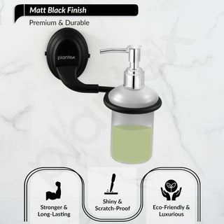 Plantex 304 Grade Stainless Steel Handwash Holder for Wash Basin Liquid Soap Dispenser Bathroom Accessories - Cubic (Black)