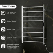 Plantex Electric Heated Towel Rail for Bathroom/3-Bar Wall Mounted Towel Warmer/304 Grade Stainless Steel Towel Bar/Fast Heating & Rust Proof - Pack of 1 (Chrome, 800 X 500 Watt)