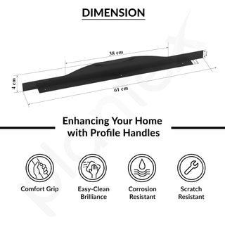 Plantex Profile Handle for Kitchen Cabinet/24 Inch Alluminium Drawer Profile Handle/Wardrobe Pull Handle for Home/Office/Hotel - Pack of 5 (Black)