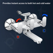 Plantex Pure Brass Telephonic Wall Mixer with Crutch Arranging of Hot & Cold Water/Mixer Tap for Bathroom with Water Saving Aerator and Brass Wall Flange -(Orn-217-Chrome)