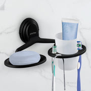Plantex 304 Grade Stainless Steel Bathroom Soap Holder and Brush Stand for Wash Basin Bathroom Accessories - Cubic (Black)
