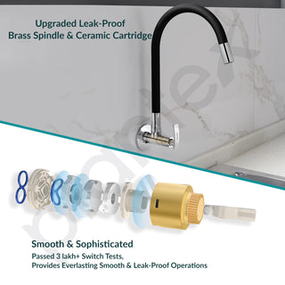 Plantex Pure Brass Kitchen Sink Tap Faucet with Flange and Teflon Tape/360° Swivel Spout for Sink Tap for Kitchen Basin/Flexible Faucet with Water Saving Aerator-7 Year Warranty -(COL-1012 B)