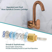 Plantex Pure Brass Kitchen Sink Tap with 360° Swivel Spout/Kitchen Tap with Water Saving Nozzle for Sink Tap - 7 Year-Warranty (ORN-210, Rose Gold)