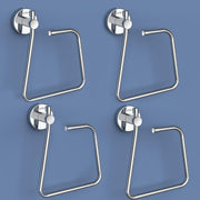 Plantex Stainless Steel Towel Ring for Bathroom/Napkin-Towel Hanger/Wash Basin/Bathroom Accessories - (Chrome-Rectangle) - Pack of 4