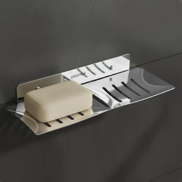 Plantex Stainless Steel Double Soap Dish/Soap Holder for Bathroom/Wall Mounted Soap Holder/Bathroom Accessories - (Chrome)