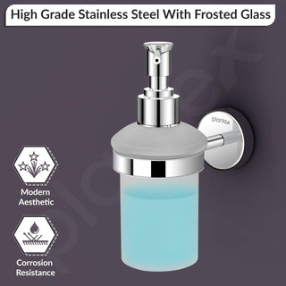 Plantex Brezza Stainless Steel Glass Liquid Soap Dispenser/Shampoo Dispenser/Handwash Dispenser/Bathroom Accessories - Chrome