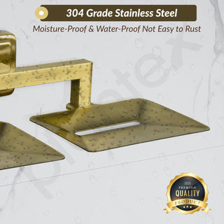 Plantex 304 Grade Stainless Steel Dual Soap Holder for Bathroom/Soap Dish/Soap Stand/Bathroom Accesories - Decan (Brass Antique)