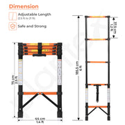 Plantex 1.9m (6.23 ft.) Telescopic Ladder/Carbon Steel 5-Steps Portable & Compact Ladder/Foldable Multipurpose Collapsible Ladder for Home & Outdoor Use - (Orange)