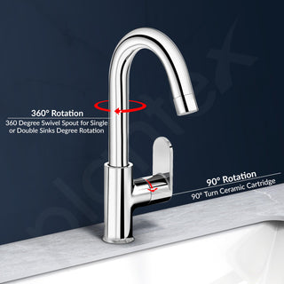 Plantex Pure Brass Kitchen Sink Tap with Water Saving Aerator/Sink Tap for Kitchen Basin with Brass Wall Flange and Teflon Tape-7 Year Warranty (ORN-212-Chrome)