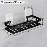 Plantex Bathroom Shelf for Wall/Wall Mounted Shelves Without Drill/Self Adhesive Bathroom Shelf/Rack/Kitchen Organizer with Magic Sticker(12x5 inches, Matt Black)